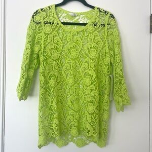 NWT Erin London Green Lace Blouse‎ 3/4 Sleeves Women’s Size Small 100% Cotton